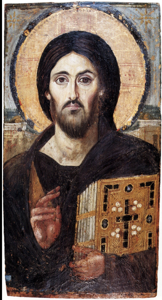 Christ Pantocrator, encaustic on panel, 6th century. Saint Catherine's Monastery, Mount Sinai.