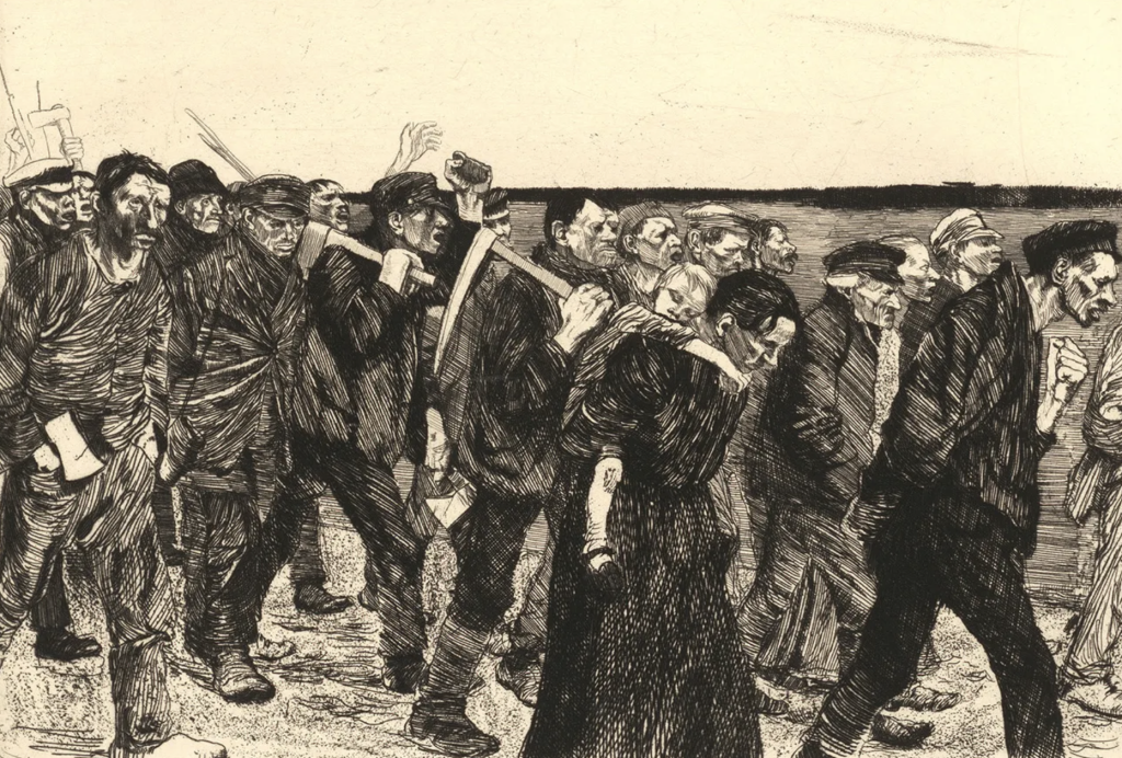 Käthe Kollwitz, from The Weavers' Revolt (1893–97). 